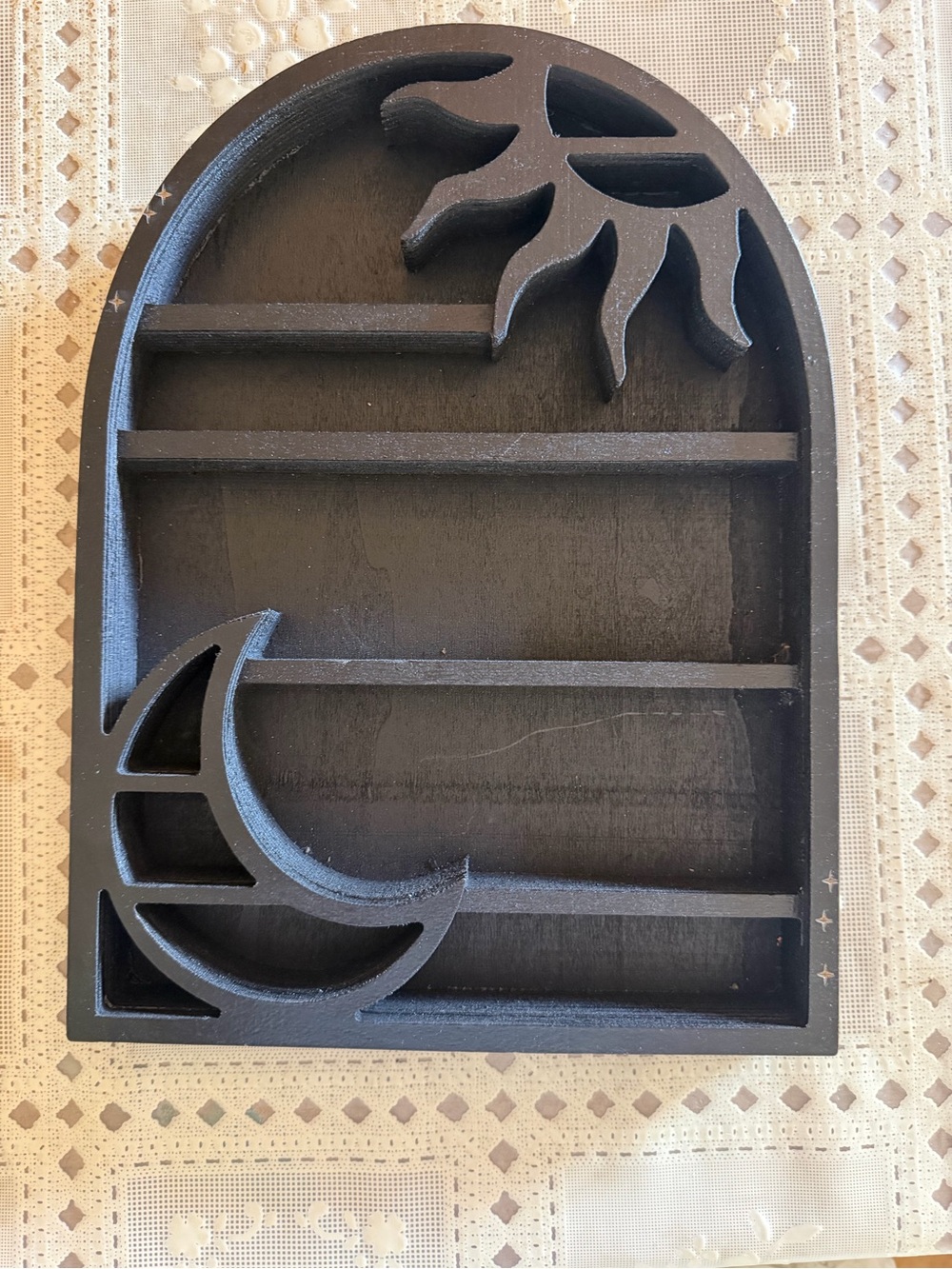 Black Sun & Moon Decorative Wall Shelf